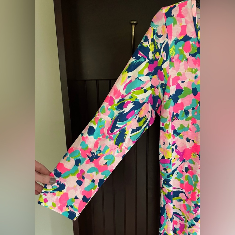 LILLY PULITZER Beacon Shift Dress Resort Beach Pima Cotton Pina Colada Club M - Picture 4 of 10